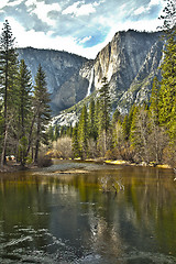 Image showing Yosemite River and Upper Falls HDR