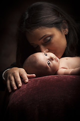 Image showing Attractive Ethnic Woman with Her Newborn Baby