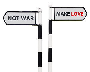 Image showing Make love not war signs