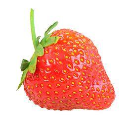 Image showing Single fresh red strawberry