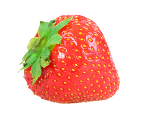 Image showing Single fresh red strawberry