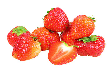 Image showing Heap of fresh red strawberry