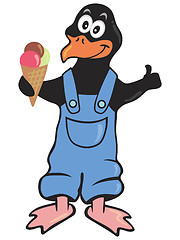 Image showing Penguin with ice cream