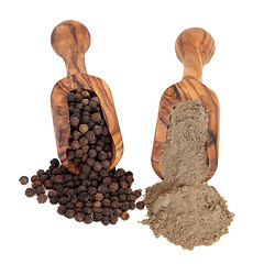 Image showing Peppercorns and Pepper Powder