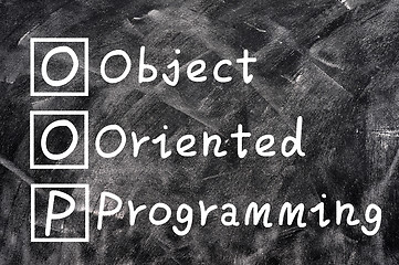 Image showing Chalk writing of OOP for Object Oriented Programming