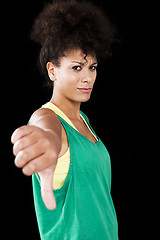 Image showing Woman with thumbs down