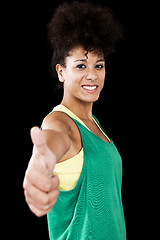 Image showing Woman with thumbs up