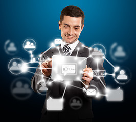 Image showing Businessman With I Pad in Social Network