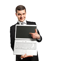 Image showing Businessman With Open Laptop In His Hands