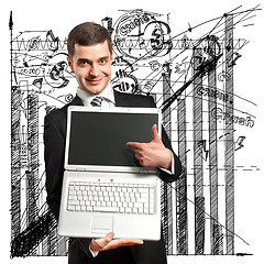 Image showing Businessman With Open Laptop In His Hands