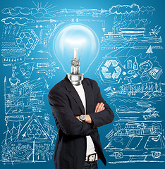 Image showing Lamp Head Businessman