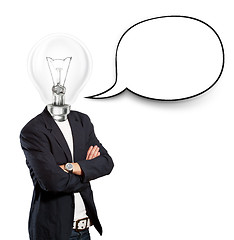 Image showing Lamp Head Businessman With Speech Bubble