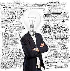 Image showing Lamp Head Businessman