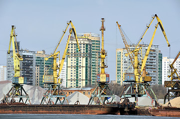 Image showing Cranes in the cargo port