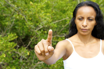 Image showing Woman pointing with Finger