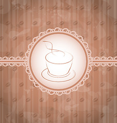 Image showing Vintage background with coffee label, coffee bean's texture