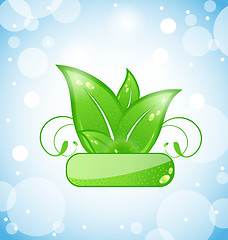 Image showing green nature leaves on blue background