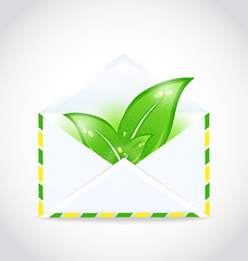 Image showing  summer letter with green leaves