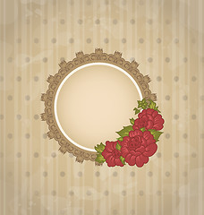 Image showing Vintage background with floral medallion and flowers