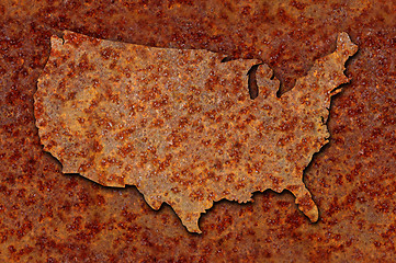 Image showing Rusted corroded metal map of the United States seamlessly tileab