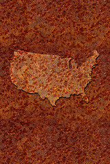 Image showing Rusted corroded metal map of the United States