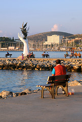 Image showing In the Harbor of Kusadasi at Sunset