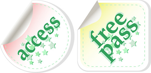 Image showing Free pass and access vector stamps set