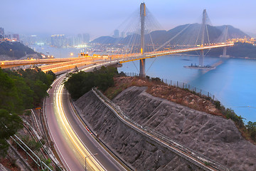 Image showing Ting Kau bridge at sunset