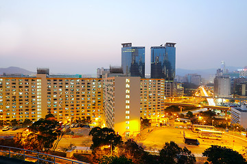 Image showing urban downtown night, hong kong 