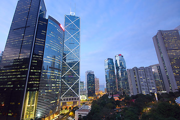 Image showing office building at night in hong kong 