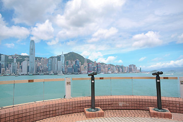 Image showing View point with telescope near  hongkong,china