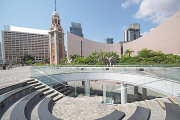 Image showing Architecture structure of Hong Kong Cultural Centre over blue sk