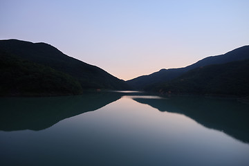 Image showing sunset in the lake