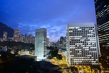 Image showing office building at night in hong kong 