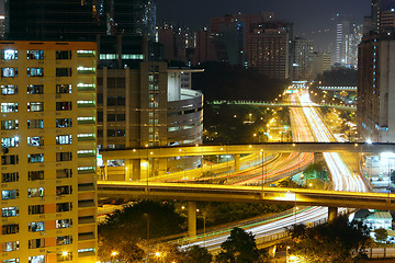Image showing urban downtown night, hong kong 