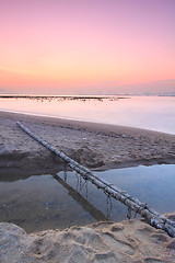 Image showing Tropical sunset on the beach.