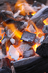 Image showing Decaying red coals of a tree in a fire 