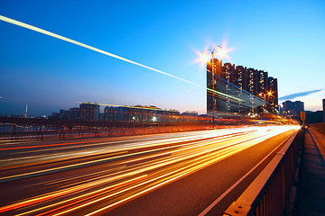 Image showing traffic light at morning city