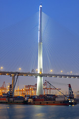 Image showing container terminal and stonecutter bridge in Hong Kong 