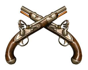 Image showing Two Crossed Flintlock Pistols