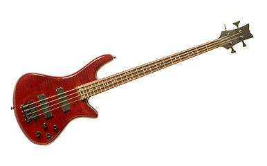 Image showing Red Bass Guitar against White