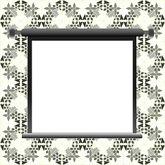 Image showing Blank billboard on floral wall for your advertisement