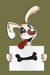 Image showing Cartoon puppy with sign