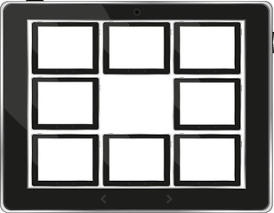 Image showing Black vector tablet pc set with white screen