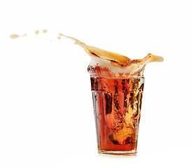 Image showing cola glass and cola splashing