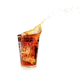 Image showing cola glass and cola splashing