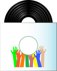 Image showing Vinyl record disk in box on white background