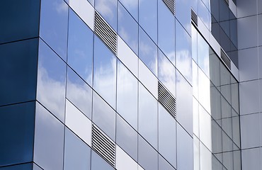 Image showing Glass building with ventilation grills