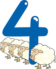 Image showing number four and 4 sheeps