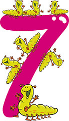 Image showing number seven and 7 caterpillar